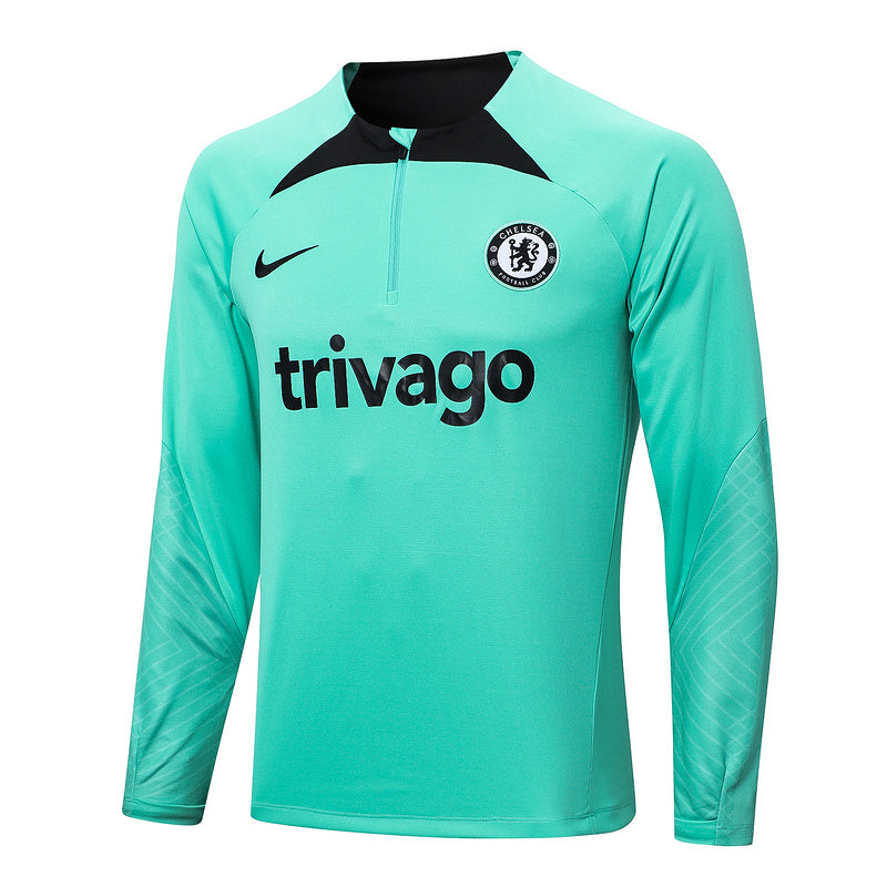 Chelsea Long Sleeve Tracksuit Teal/Black 2022-23