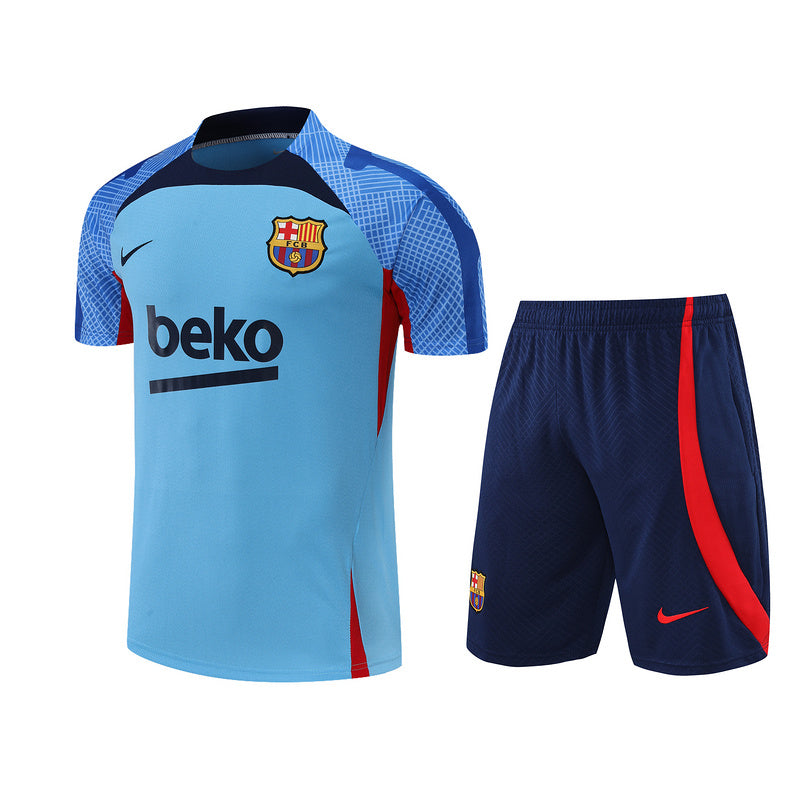 Barcelona Short Sleeve Set Cyan/Navy 2022-23