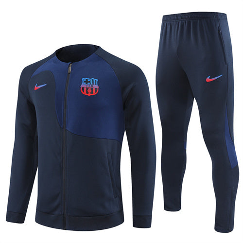 Barcelona Long Sleeve Zipped Tracksuit Navy (Coloured Logo) 2022-23