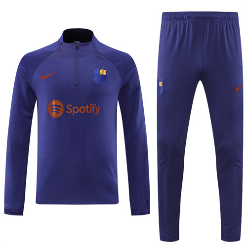 Barcelona Long Sleeve Tracksuit Navy/Red 2022-23