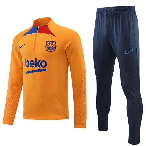 Barcelona Long Sleeve Tracksuit Orange/Navy 2022-23