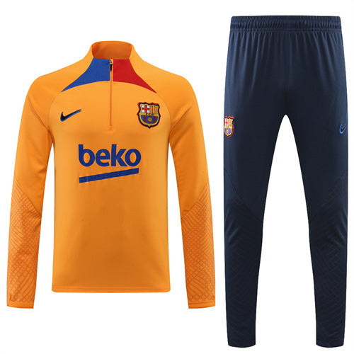 Barcelona Long Sleeve Tracksuit Orange/Navy 2022-23