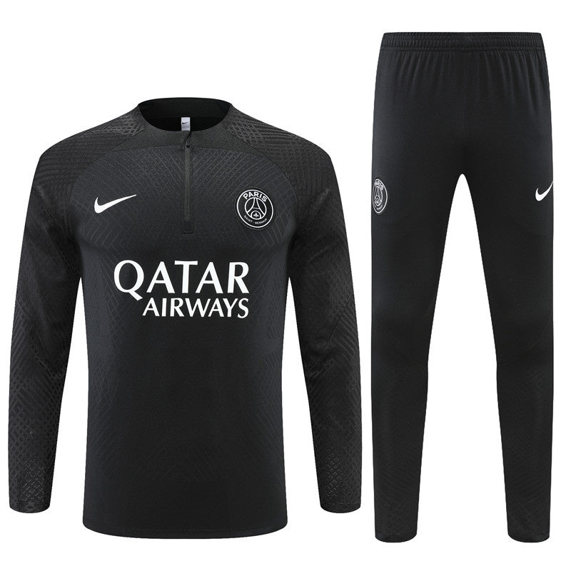 PSG Paris Saint German Long Sleeve Tracksuit Black/Black 2022-23