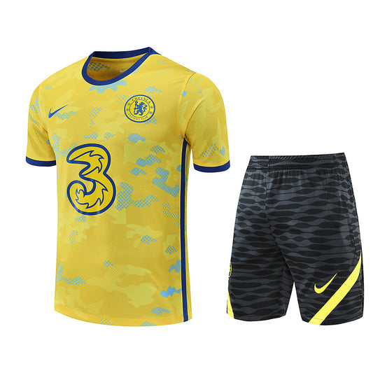Chelsea Short Sleeve Set Yellow/Black Camo 2022-23