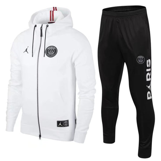 PSG Paris Saint German Hooded Tracksuit White/Black 2022-23