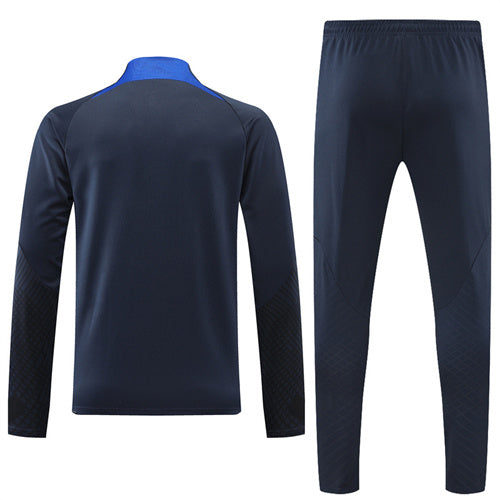 Barcelona Long Sleeve Tracksuit Navy/Blue 2022-23