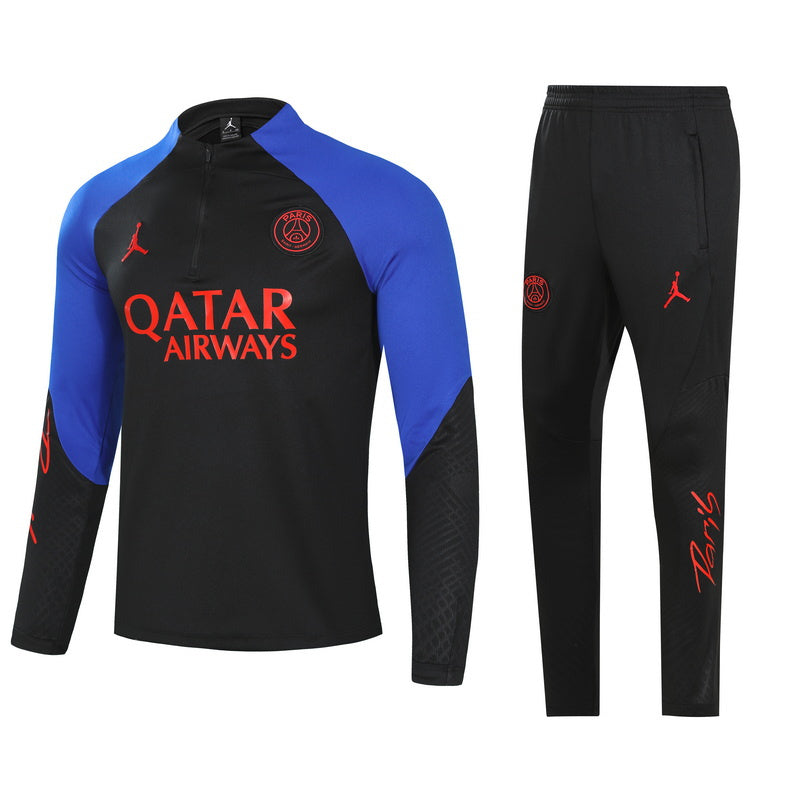 PSG Paris Saint German Long Sleeve Tracksuit Black/Blue/Red 2022-23