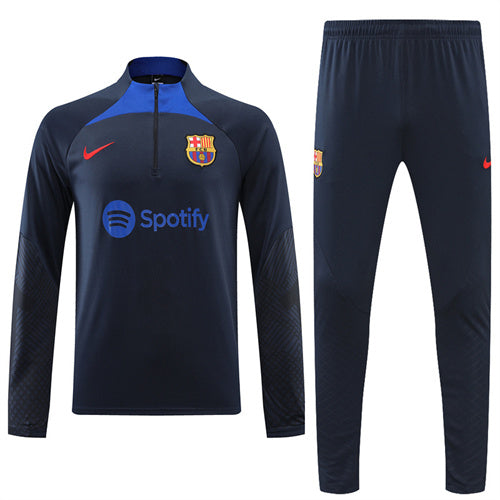 Barcelona Long Sleeve Tracksuit Navy/Blue 2022-23
