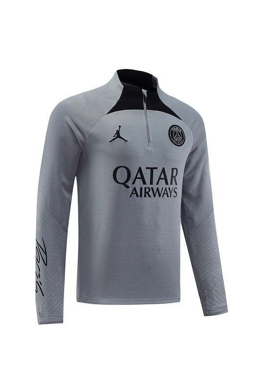 PSG Paris Saint German Long Sleeve Tracksuit Grey/Black 2022-23